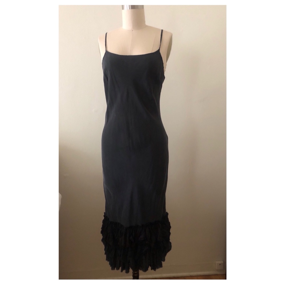 dosa black silk slip dress